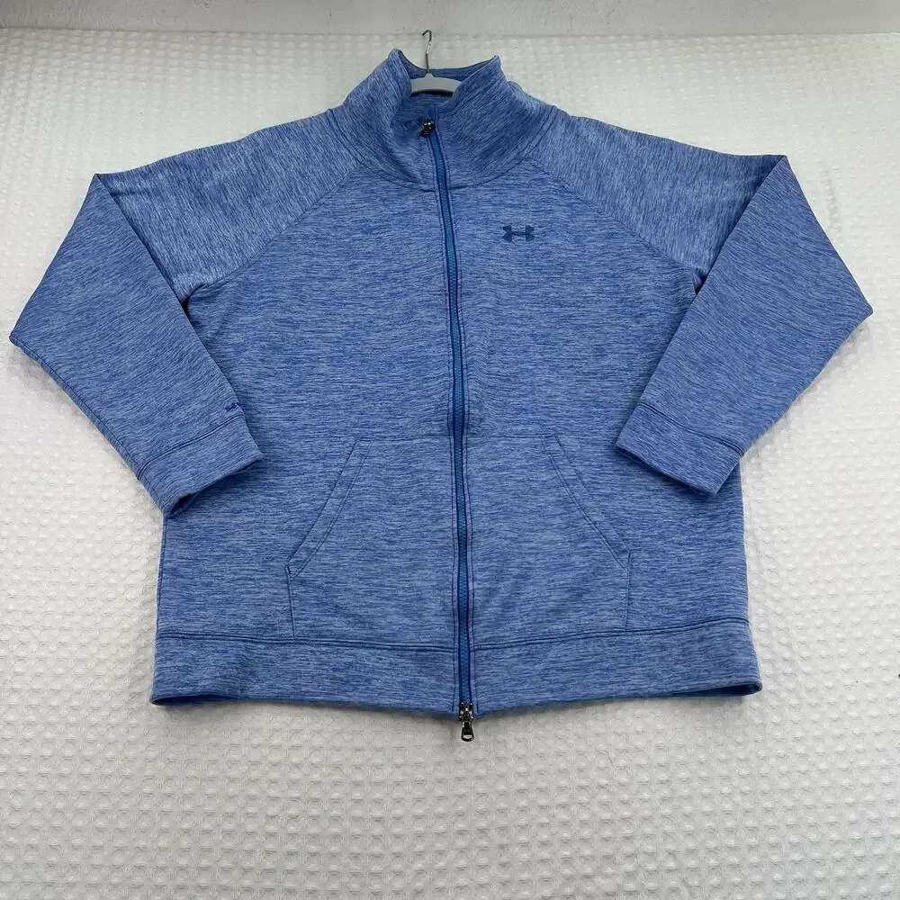 Under Armour ColdGear Full Zip Fleece Jacket Men’s Large Blue Loose Fit